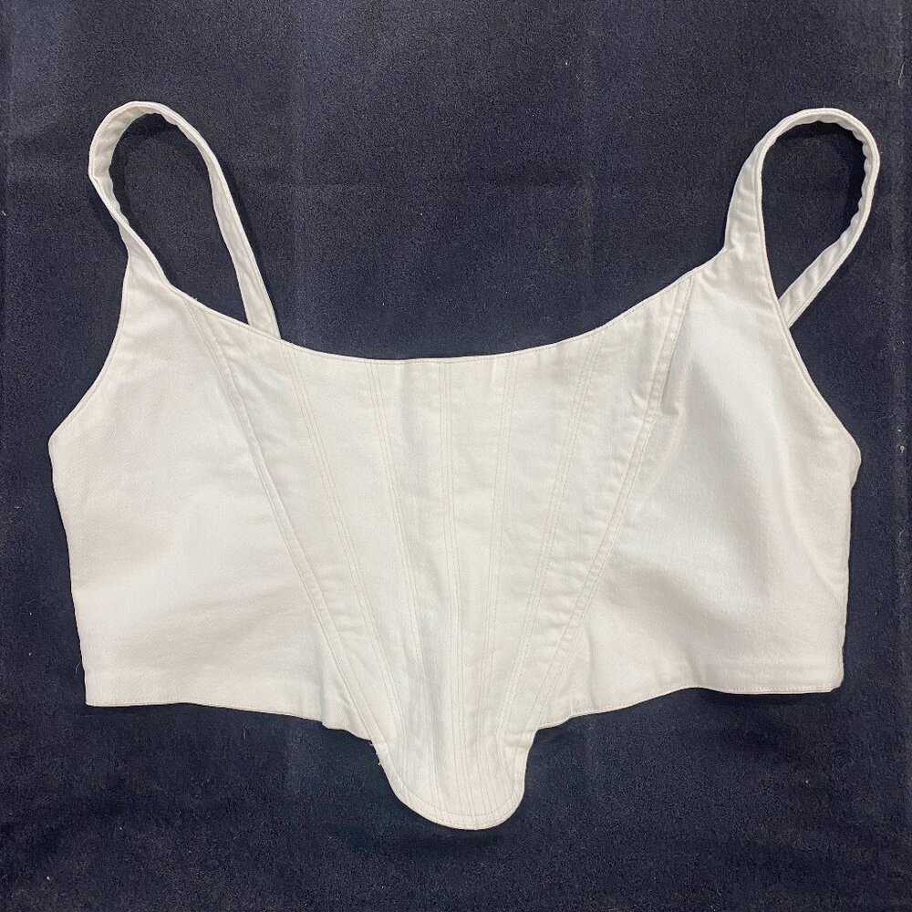 *NWT* Zara White Denim Corset Top - XXL